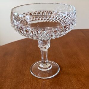 Vintage Indiana Glass Diamond Point Pedestal Clear Compote Candy